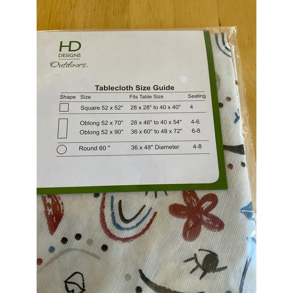 HD Designs Outdoors Hello Hello Tablecloth 60 Inch Round Flannel Backed Vinyl